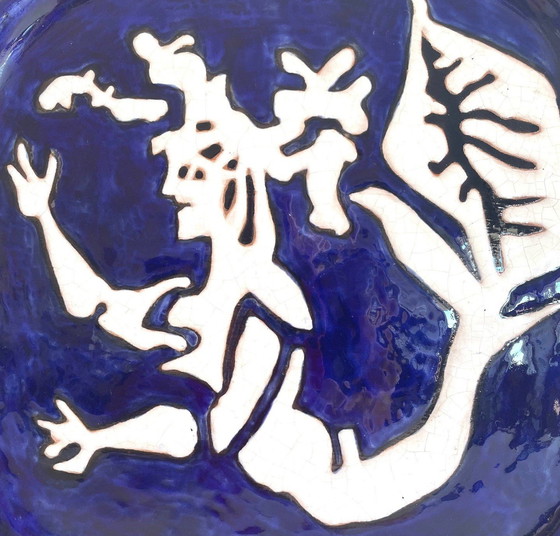 Image 1 of Ceramic Dish Drawing By Jean Lurçat Sant Vicens Pottery