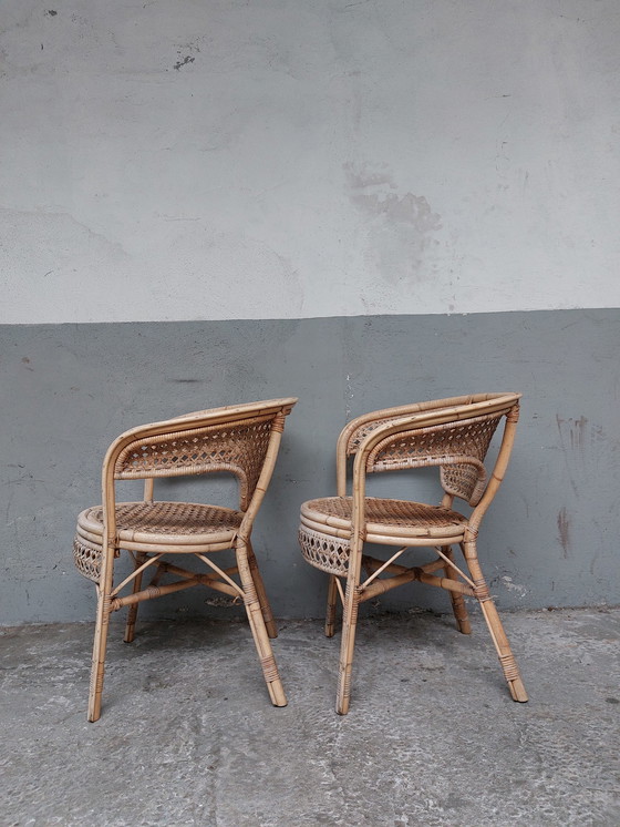 Image 1 of 2 x Fauteuils en rotin vintage