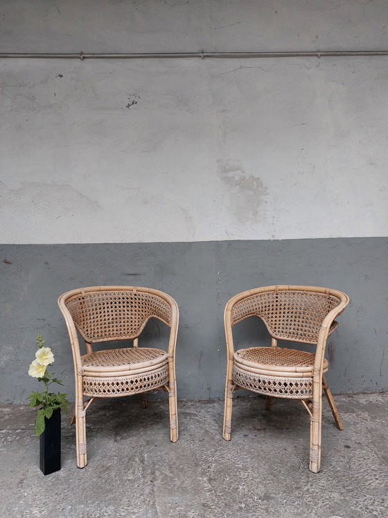 Image 1 of 2 x Fauteuils en rotin vintage