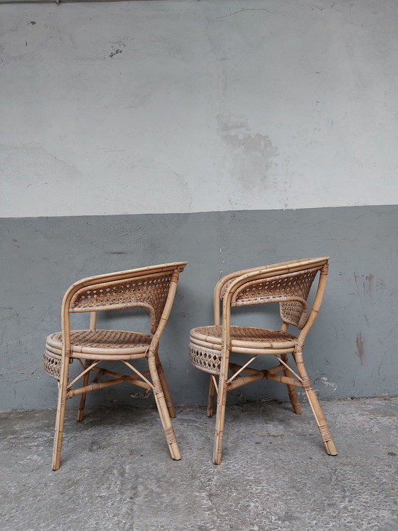 Image 1 of 2 x Fauteuils en rotin vintage