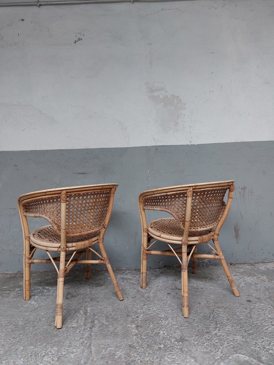 Image 1 of 2 x Vintage Rattan armchairs