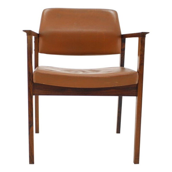 Image 1 of Vintage office armchair in leather and rosewood, Denmark 1960