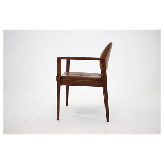 Image 1 of Vintage office armchair in leather and rosewood, Denmark 1960