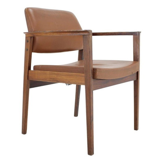 Image 1 of Vintage office armchair in leather and rosewood, Denmark 1960