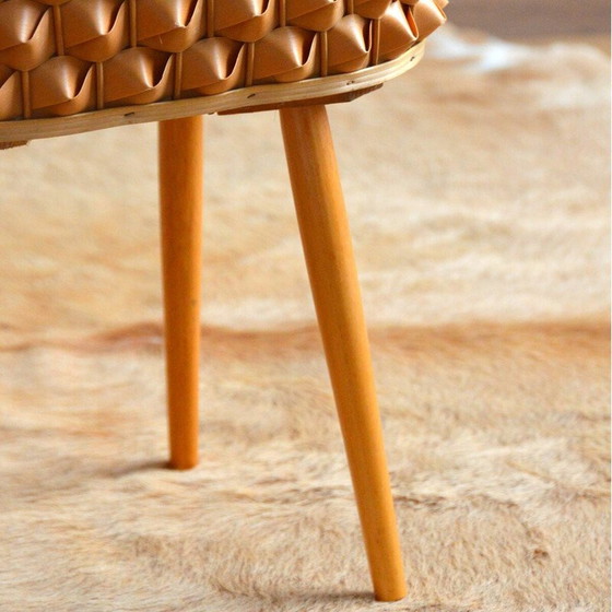 Image 1 of Vintage sewing box in wood and rattan, 1960