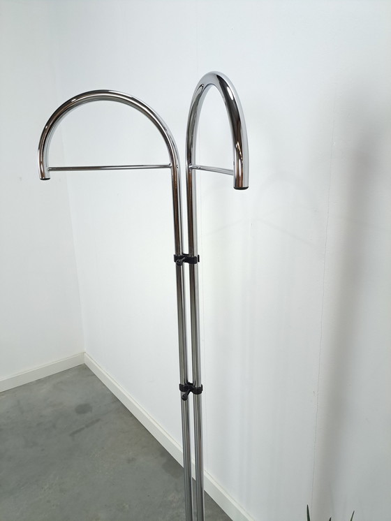 Image 1 of Tall standing chrome coat rack with hooks