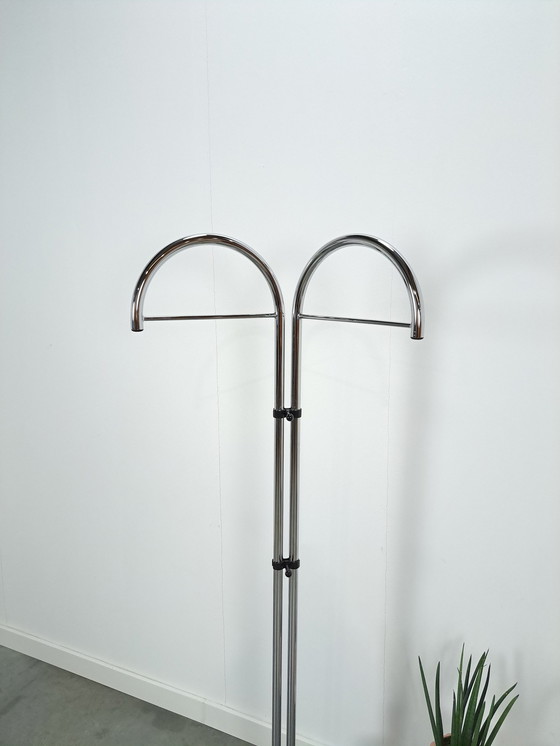 Image 1 of Tall standing chrome coat rack with hooks
