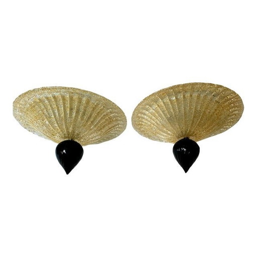 Set Of 2 Contemporary Murano Glass Sputnik Flush Mounts