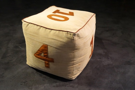 Image 1 of Pouf vintage en toile, années 1970