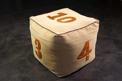 Vintage canvas pouf, 1970s