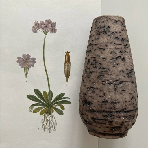 Vintage Dutch Ceramic Vase Structured, Handmade, 50S/60S