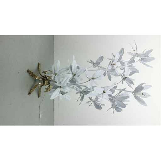 Vintage white floral floor lamp by Hans Kögl