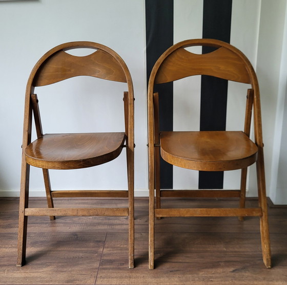 Image 1 of 2x Thonet folding chairs beech wood