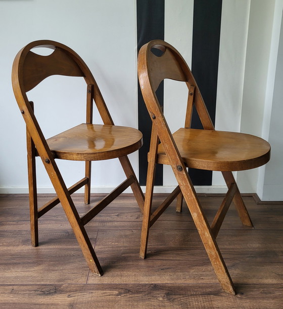 Image 1 of 2x Thonet folding chairs beech wood