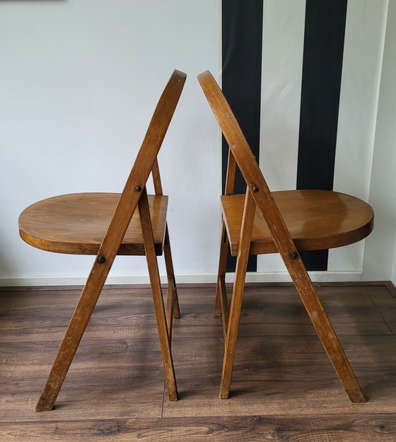 Image 1 of 2x Thonet folding chairs beech wood