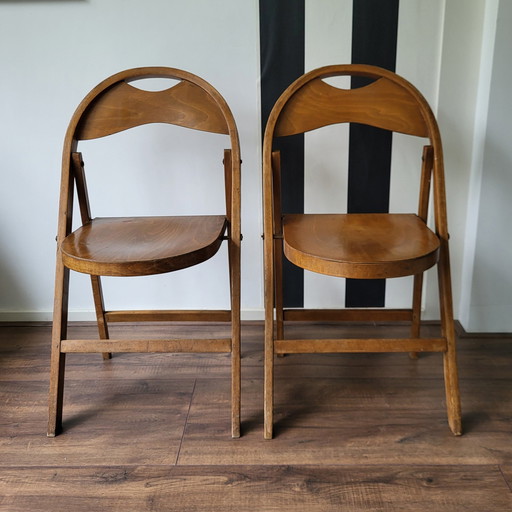 2x Thonet folding chairs beech wood