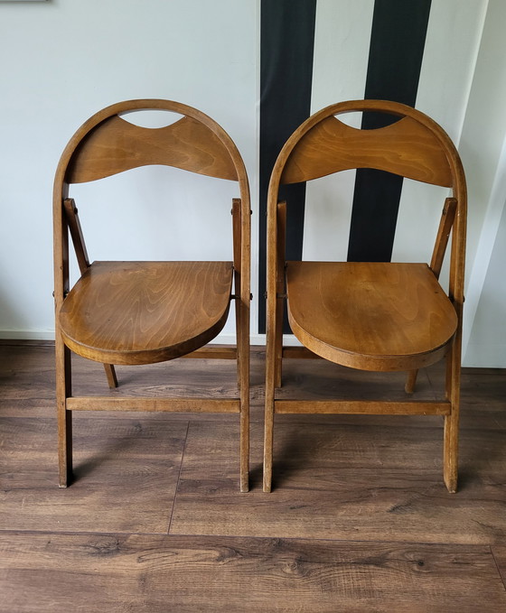 Image 1 of 2x Thonet folding chairs beech wood