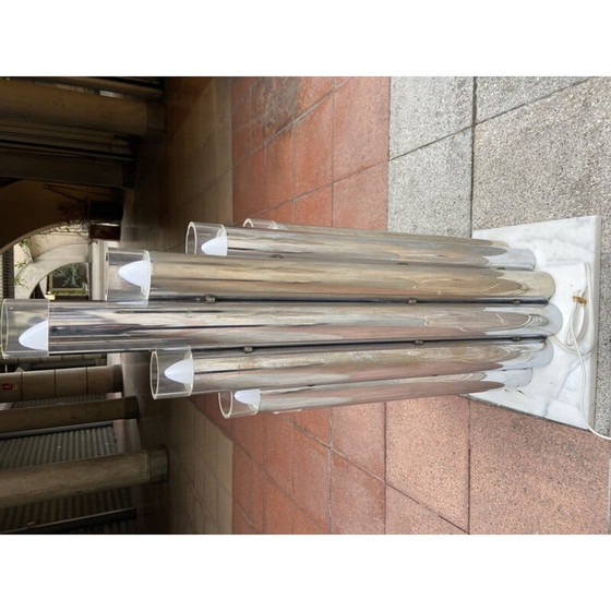Image 1 of Lampada vintage in acciaio inox e marmo 1975