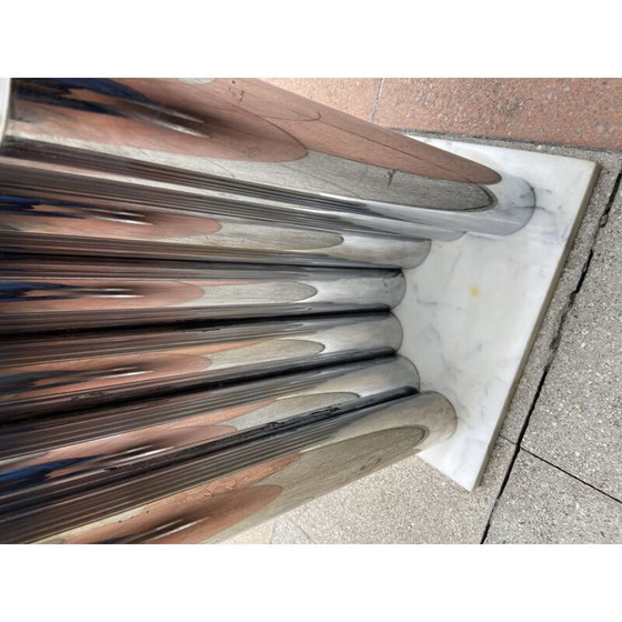 Image 1 of Lampada vintage in acciaio inox e marmo 1975