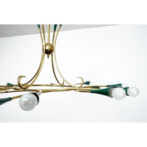 Vintage Sputnik brass chandelier, Italy 1950