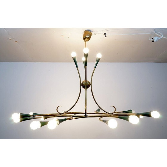 Image 1 of Lampadario vintage in ottone Sputnik, Italia 1950