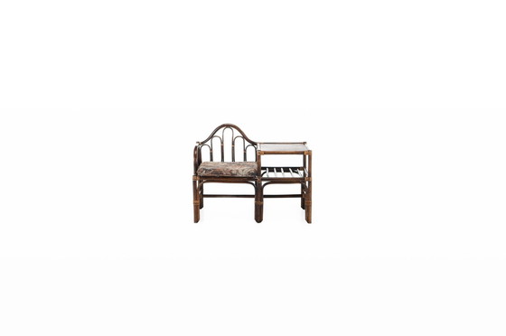 Image 1 of Bamboo And Rattan Telephone Bench, 1970S