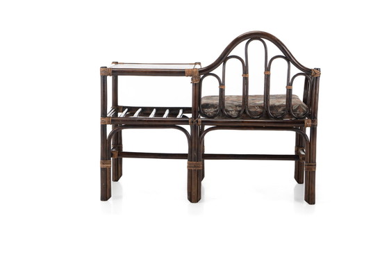 Image 1 of Bamboo And Rattan Telephone Bench, 1970S