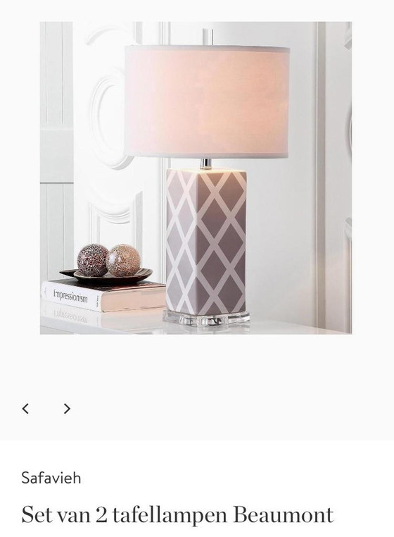 Image 1 of 2x Safavieh ceramic table lamps with shades