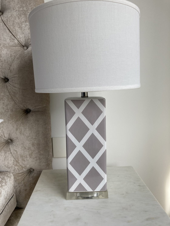 Image 1 of 2x Safavieh ceramic table lamps with shades