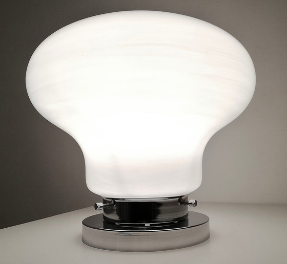 Image 1 of Large Vintage Table Lamp - Steel & Glass - Murano - Xl - Space Age - 1970