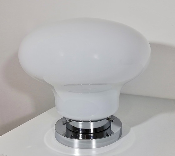 Image 1 of Large Vintage Table Lamp - Steel & Glass - Murano - Xl - Space Age - 1970