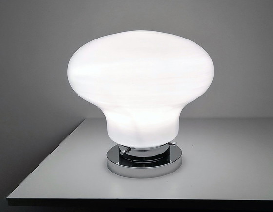 Image 1 of Large Vintage Table Lamp - Steel & Glass - Murano - Xl - Space Age - 1970