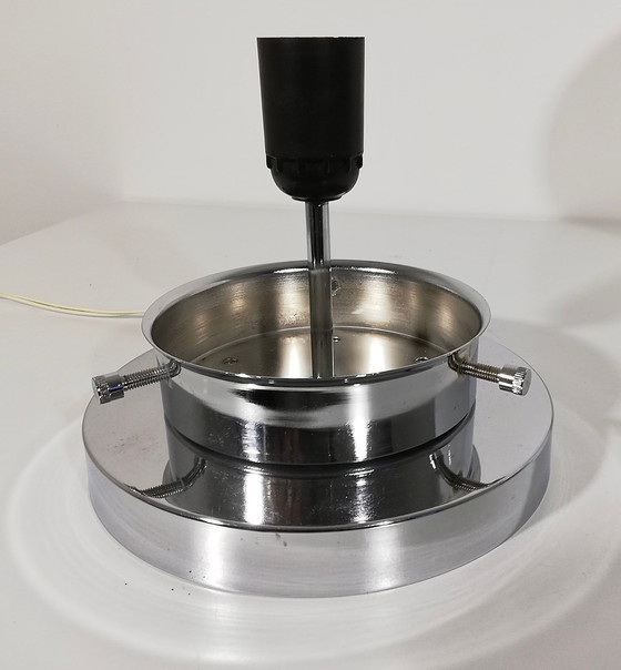 Image 1 of Large Vintage Table Lamp - Steel & Glass - Murano - Xl - Space Age - 1970