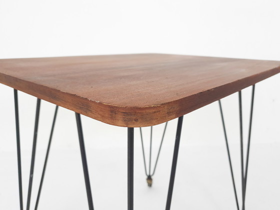 Image 1 of Teak and metal side table or trolley, The Netherlands 1950's