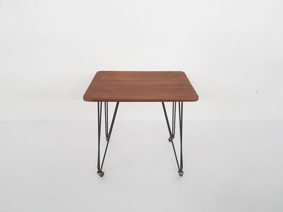 Image 1 of Teak and metal side table or trolley, The Netherlands 1950's