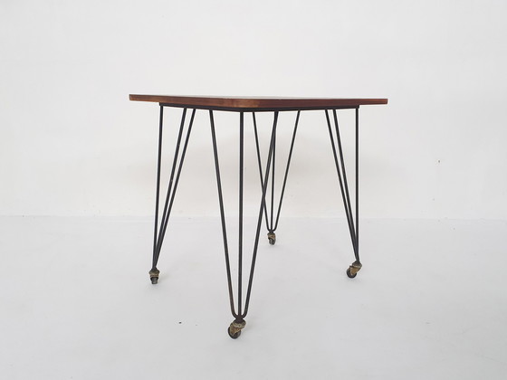 Image 1 of Teak and metal side table or trolley, The Netherlands 1950's