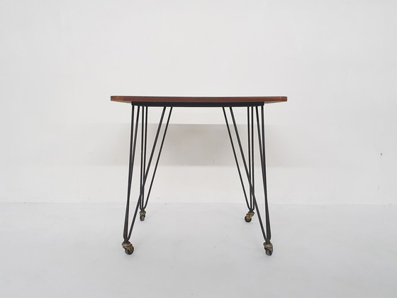 Image 1 of Teak and metal side table or trolley, The Netherlands 1950's