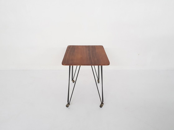 Image 1 of Teak and metal side table or trolley, The Netherlands 1950's