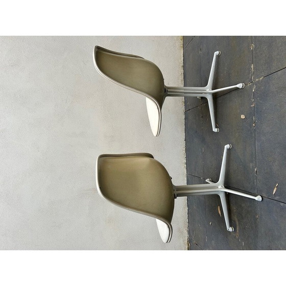 Image 1 of Pair of vintage fiberglass and faux leather La Fonda chairs by Charles and Ray Eames for Herman Miller, 1960