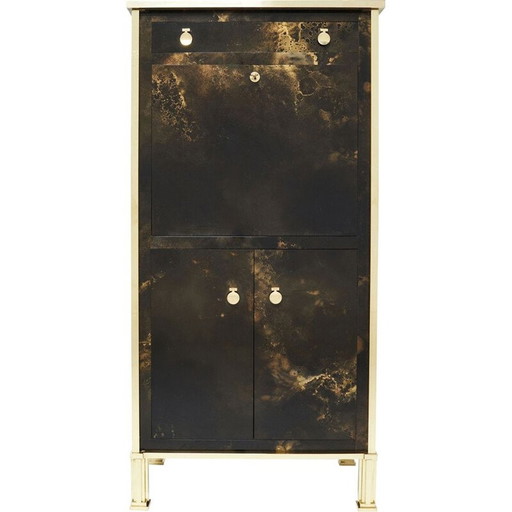 Vintage secretary in lacquer and brass by Jansen, 1970