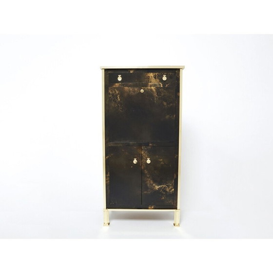 Image 1 of Vintage secretary in lacquer and brass by Jansen, 1970