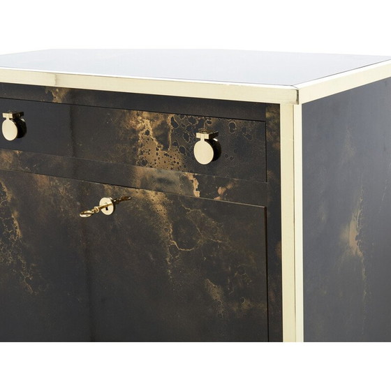 Image 1 of Vintage secretary in lacquer and brass by Jansen, 1970