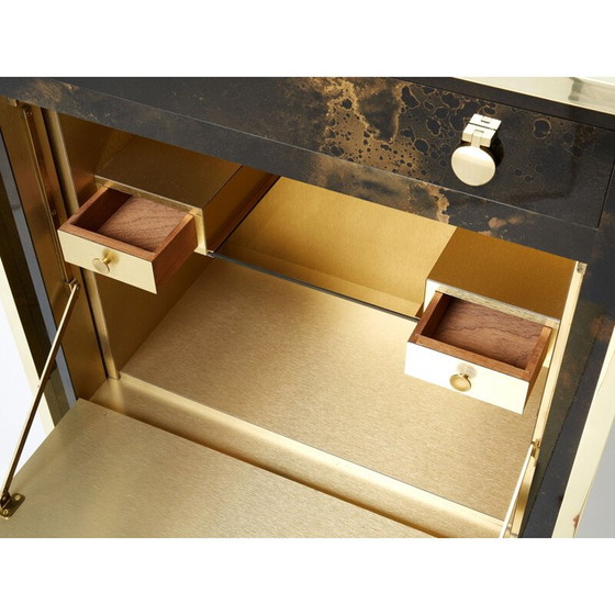 Image 1 of Vintage secretary in lacquer and brass by Jansen, 1970
