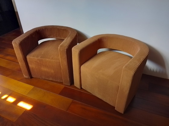 Image 1 of 2x tub chairs made of rib velvet