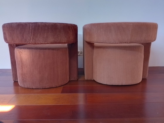 Image 1 of 2x tub chairs made of rib velvet