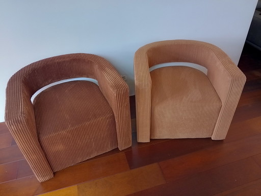 2x tub chairs made of rib velvet