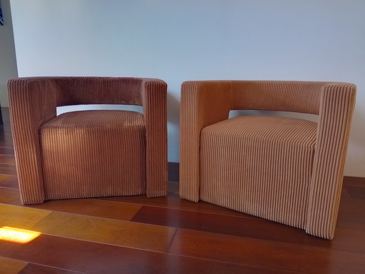 2x tub chairs made of rib velvet