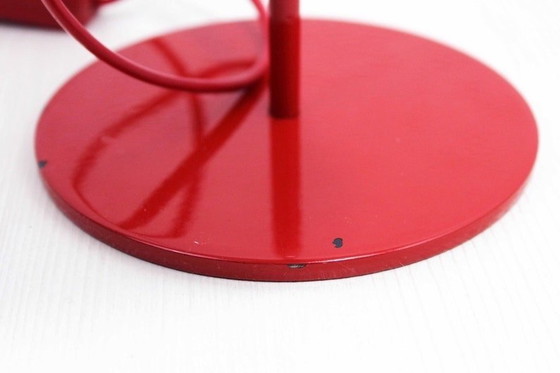 Image 1 of Vintage Desk Lamp On Red Metal Stem 1970S