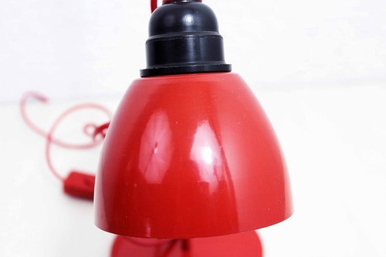 Image 1 of Vintage Desk Lamp On Red Metal Stem 1970S