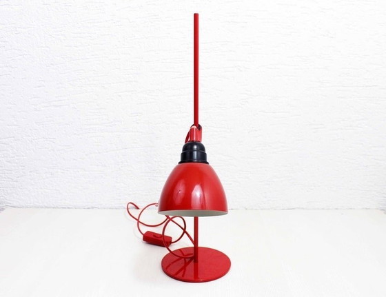 Image 1 of Vintage Desk Lamp On Red Metal Stem 1970S